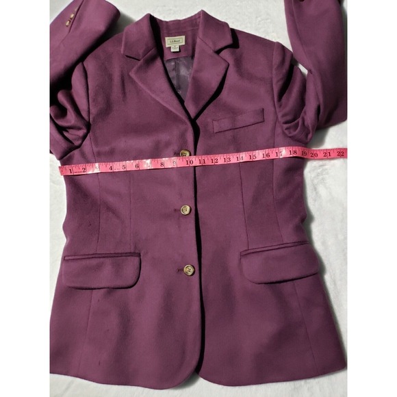 Vintage LL Bean Blazer Women's Size 8P Purple Wool Cashmere Blend Pockets Lined - Picture 4 of 14